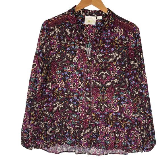 Anthropologie Tops - ANTHROPOLOGIE MAEVE Women’s Boho Mini Floral Long Sleeve Top